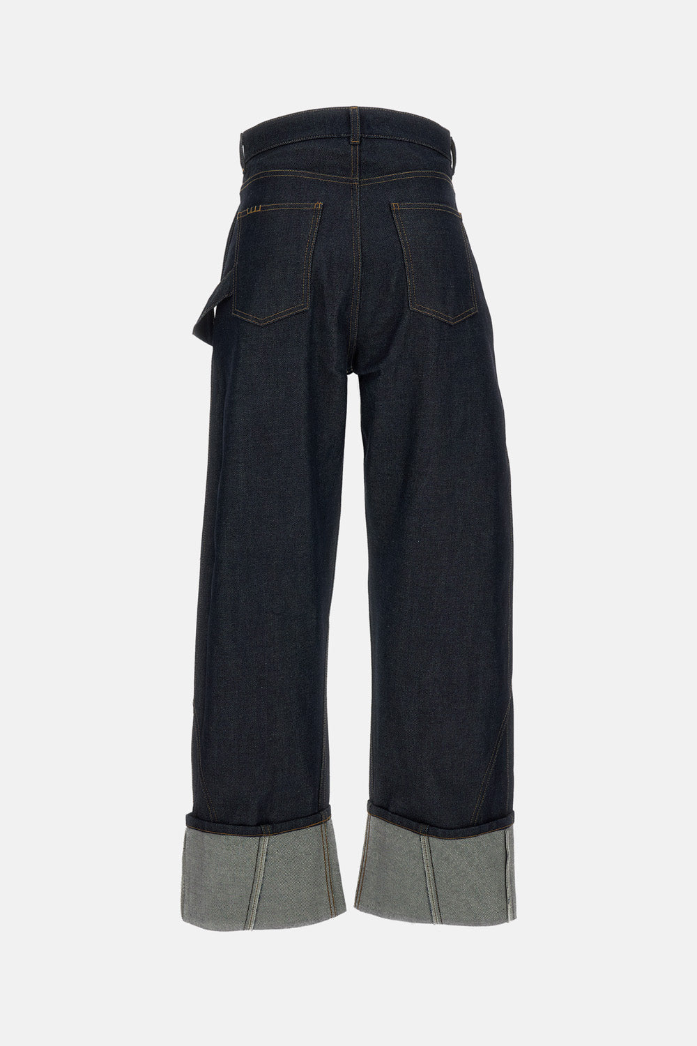 Jw Anderson Women Twisted Turn Up Workwear Denim Jeans