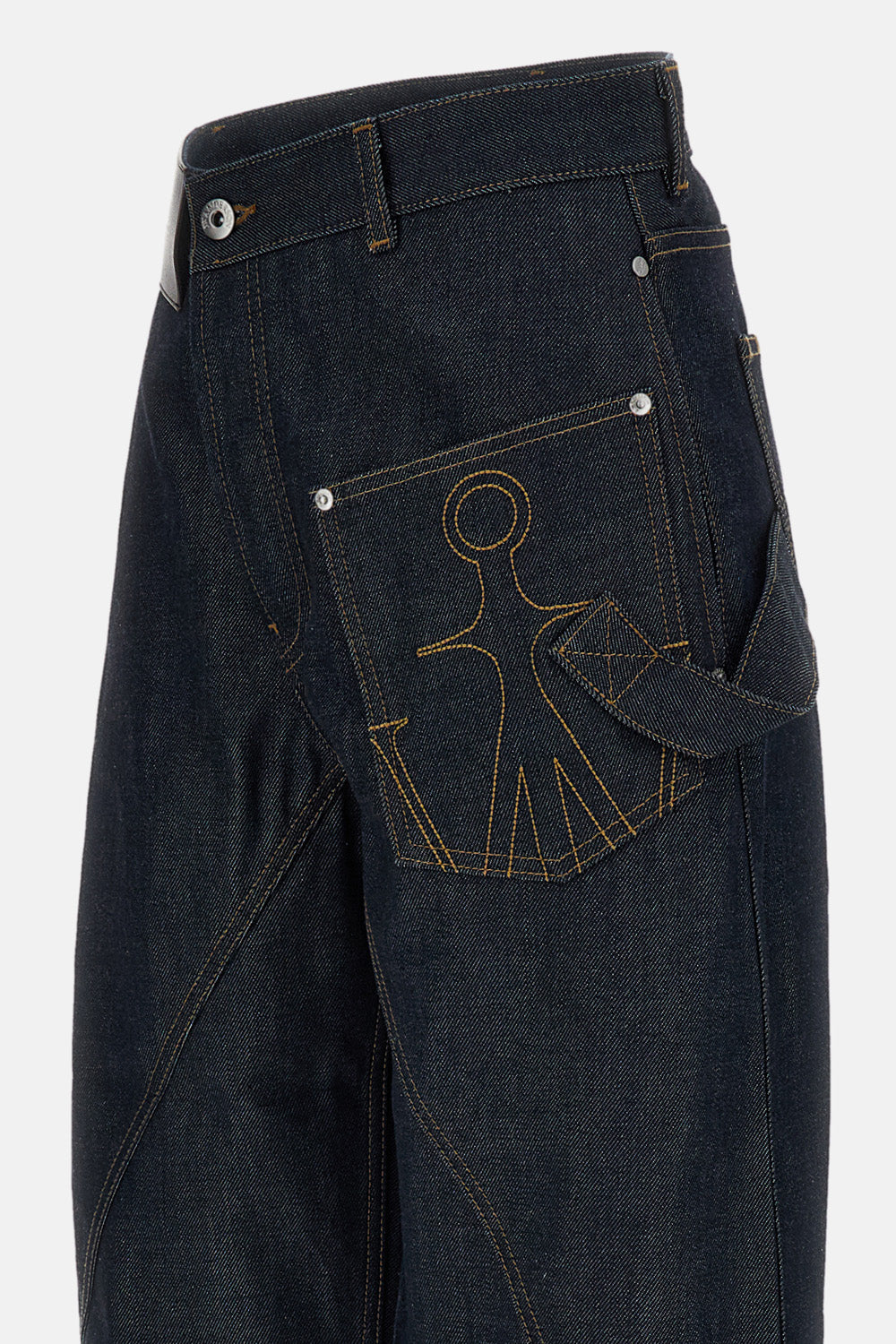 Jw Anderson Women Twisted Turn Up Workwear Denim Jeans