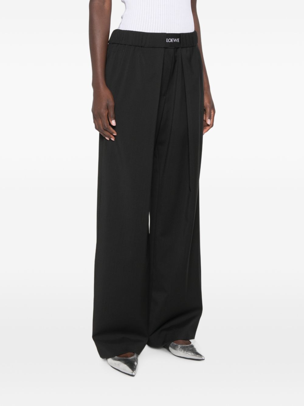 Loewe Women Wool Wide-Leg Trousers