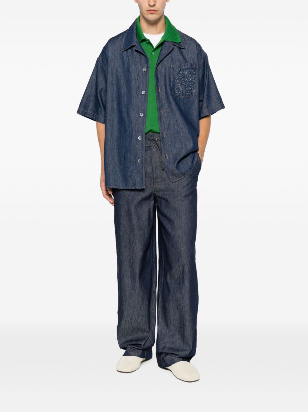 Loewe Men Anagram Cotton Polo Shirt