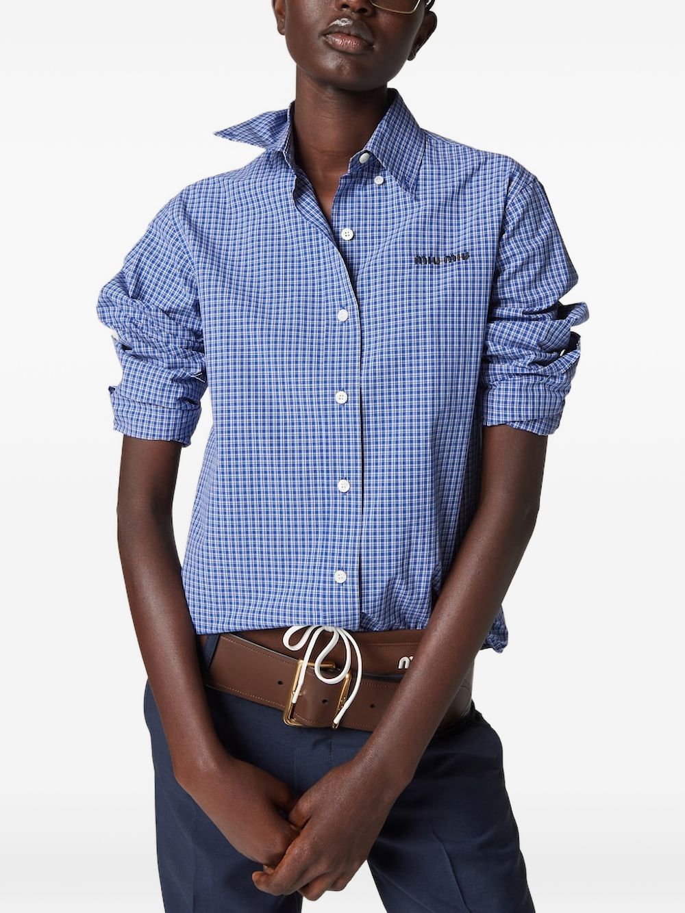 Miu Miu Women Checked Cotton Shirt