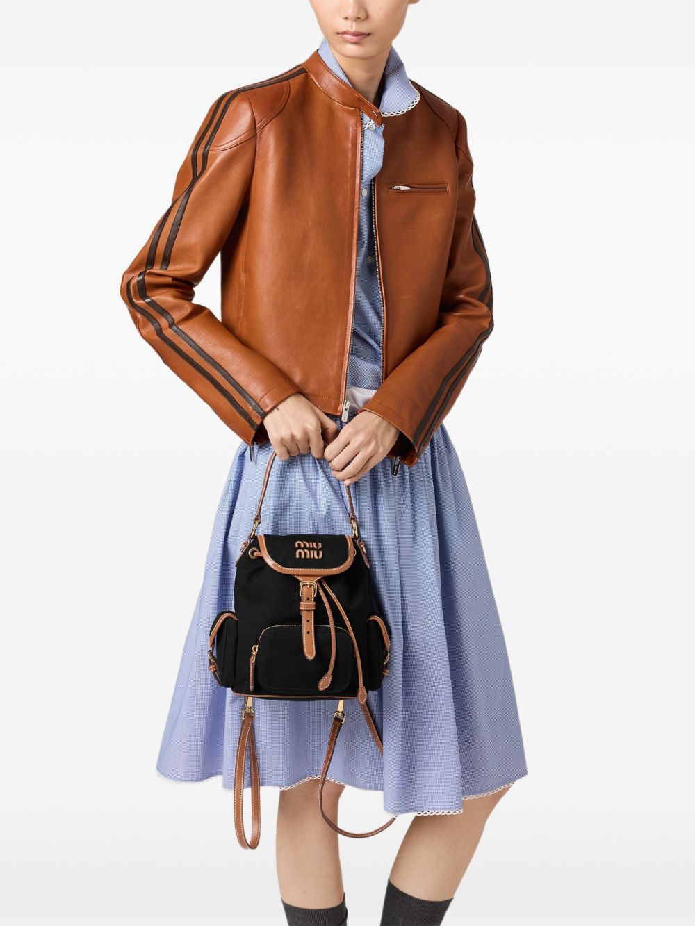 Miu Miu Women Canvas And Leather Medium Backpack
