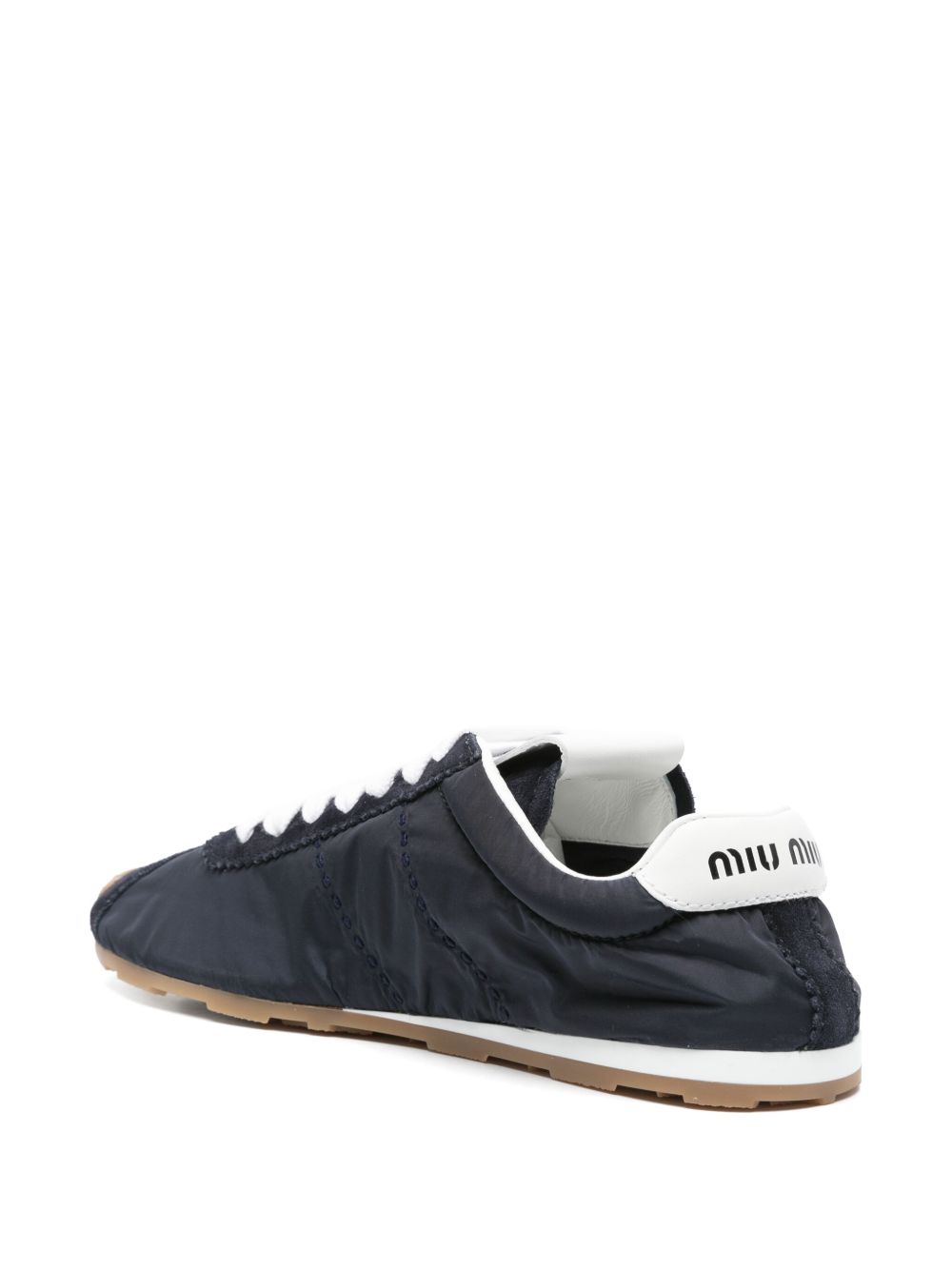 Miu Miu Women Plume Nylon And Leather Sneakers
