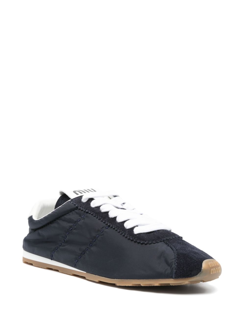 Miu Miu Women Plume Nylon And Leather Sneakers