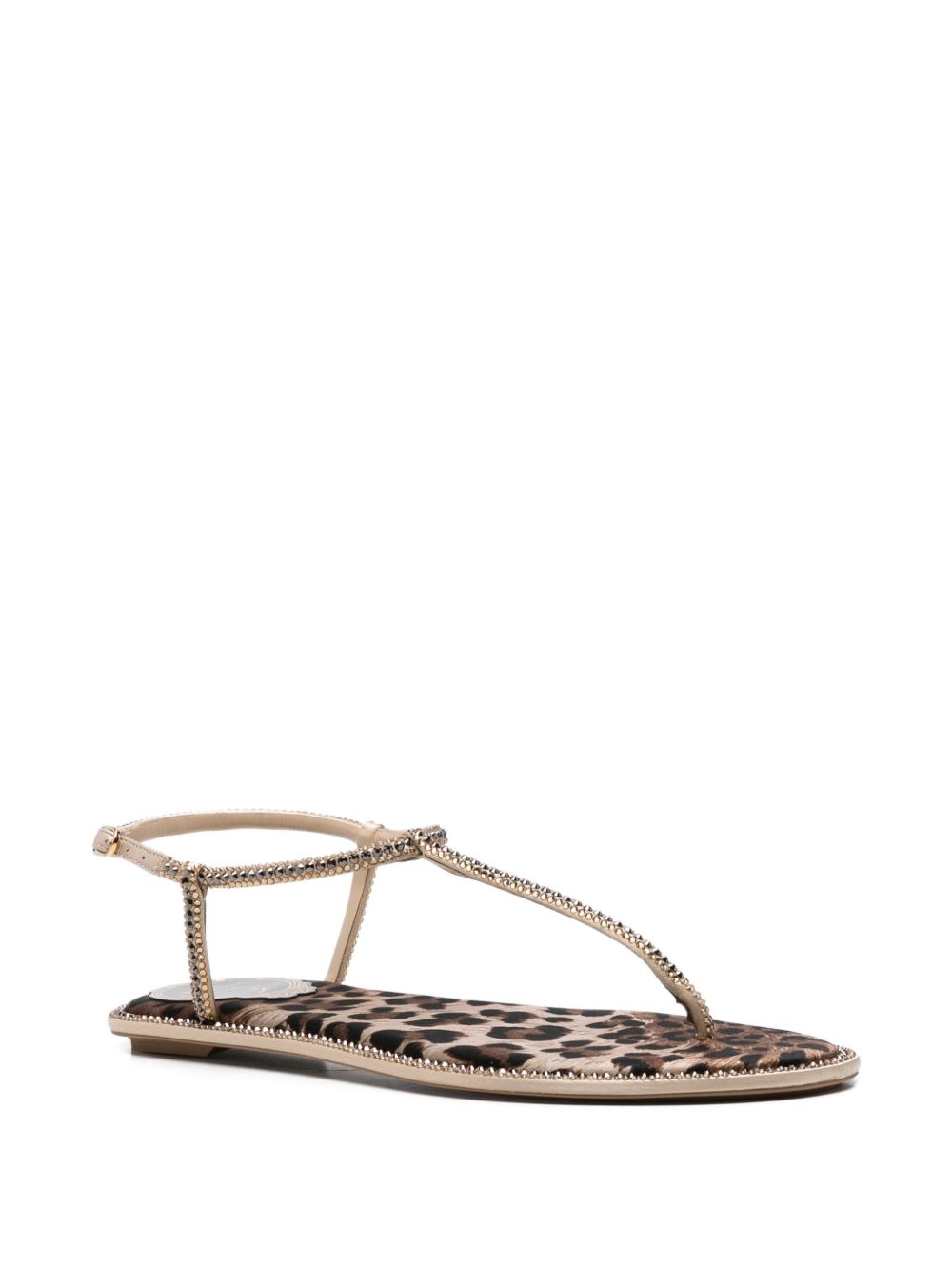 René Caovilla Women Diana Leather Flat Sandals