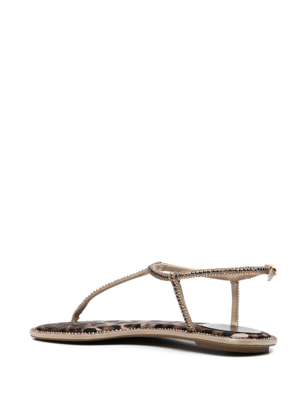 René Caovilla Women Diana Leather Flat Sandals