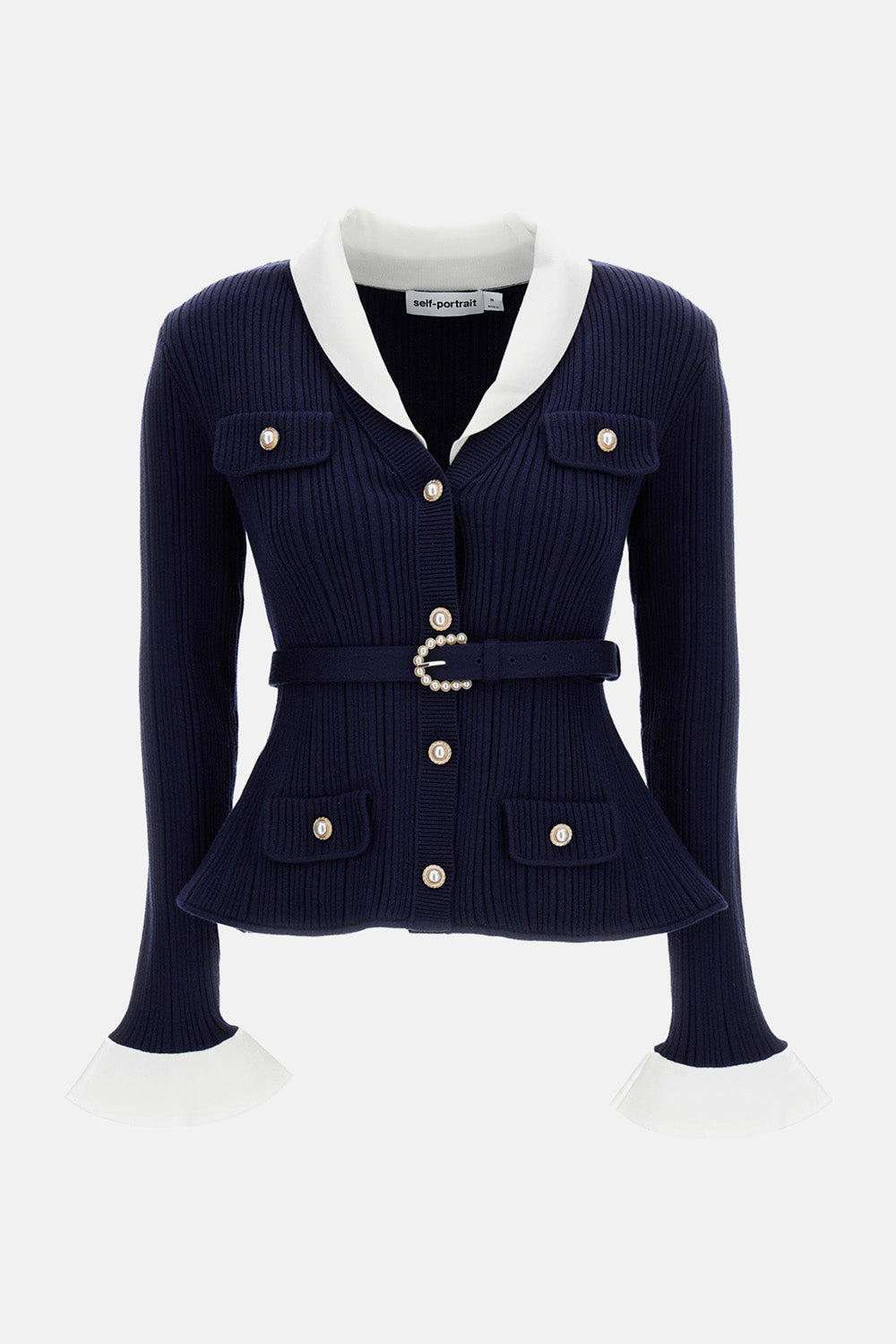 Self-Portrait Women Ribbed Knit Cardigan