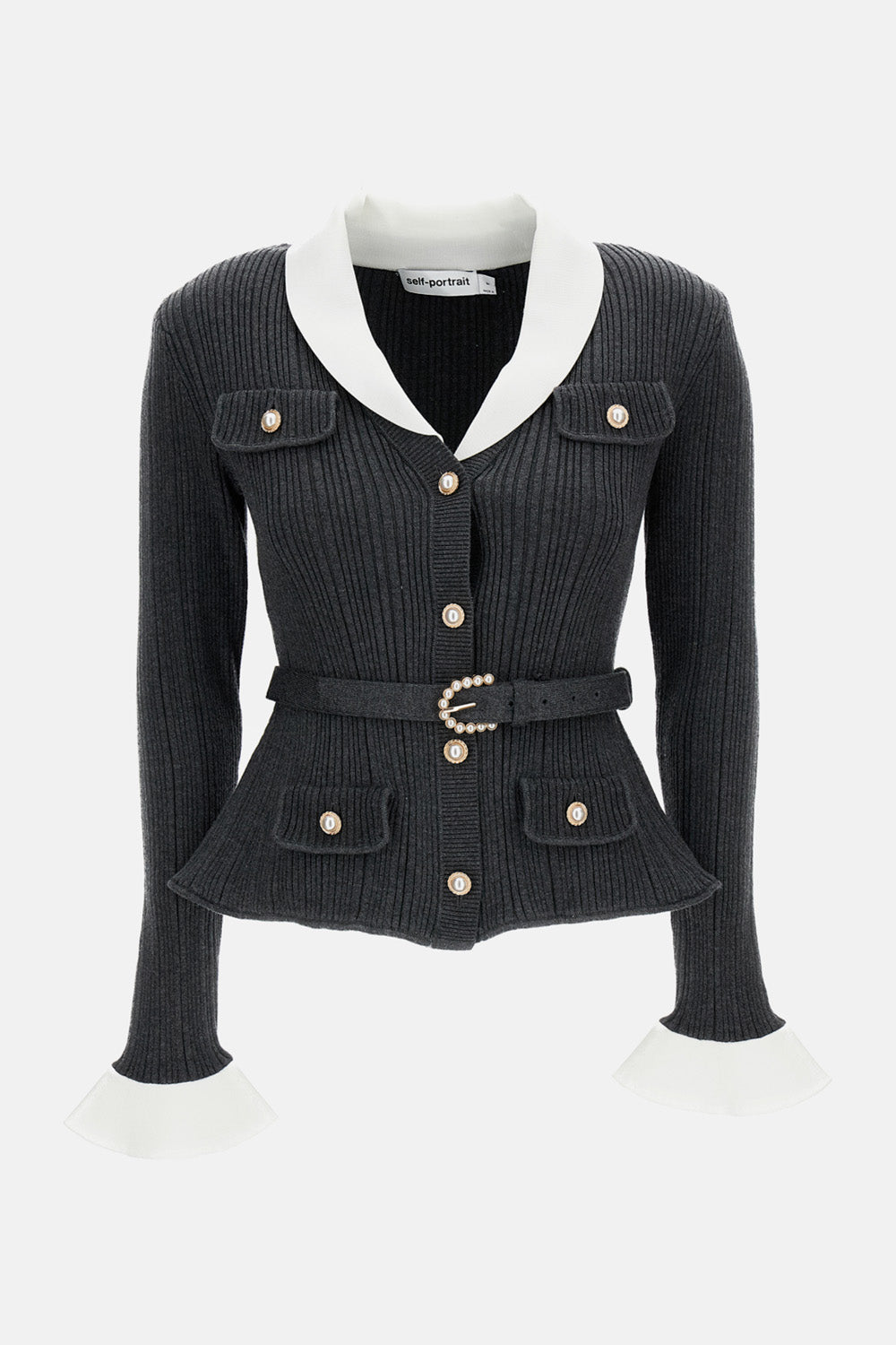 Self-Portrait Women Ribbed Knit Cardigan