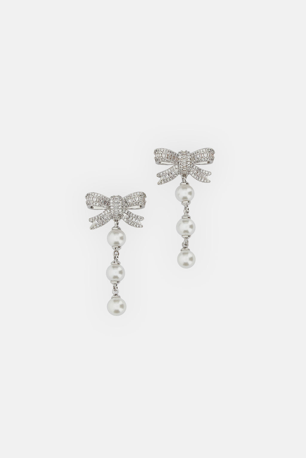 Self-Portrait Women Crystal Bow Pearl Droplet Earrings