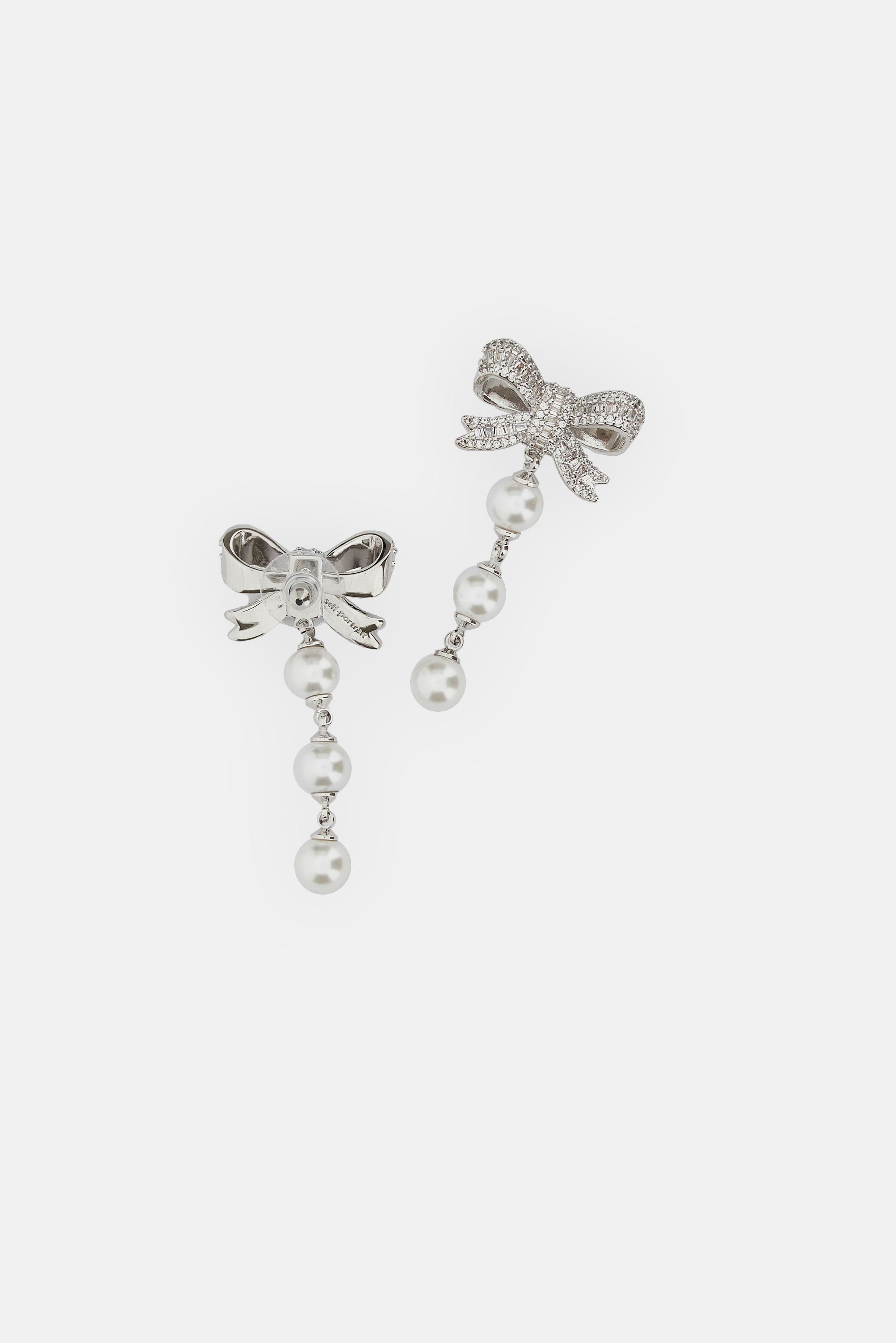 Self-Portrait Women Crystal Bow Pearl Droplet Earrings