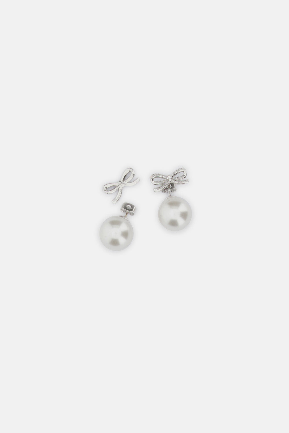Self-Portrait Women Crystal Bow Pearl Back Earrings