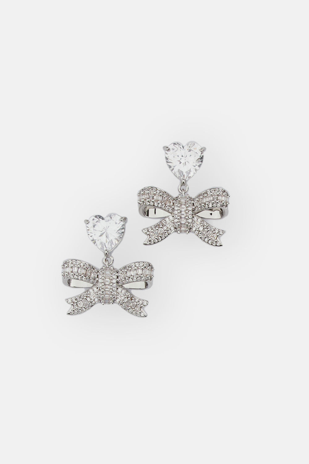 Self-Portrait Women Crystal Heart Bow Drop Earrings