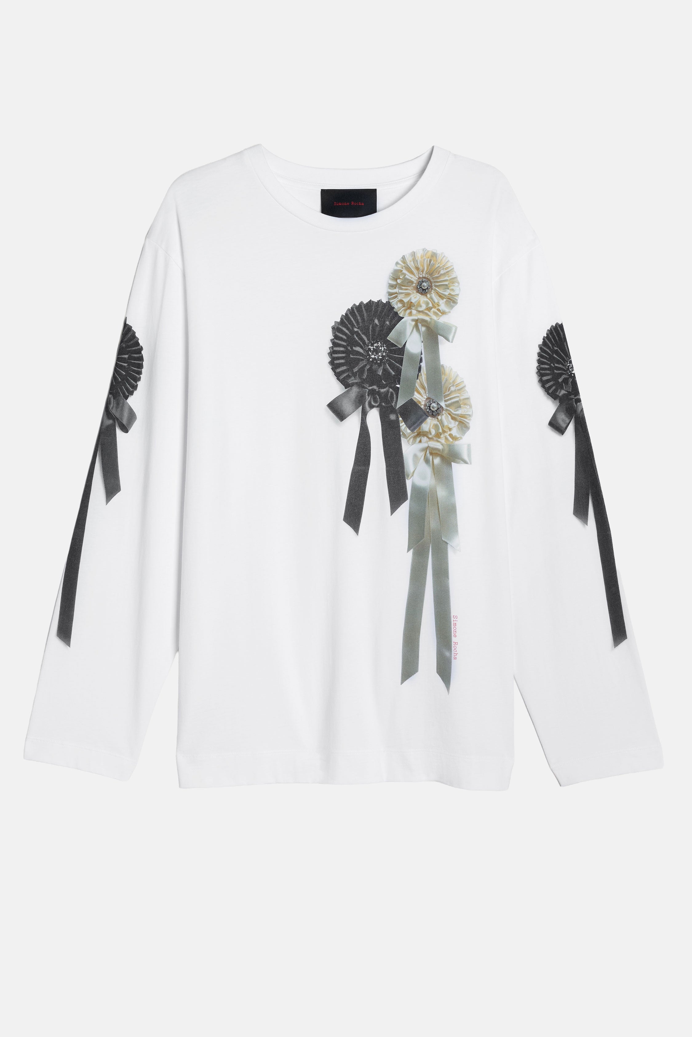 Simone Rocha Women Ribbon Rosette Print Long Sleeve T-Shirt