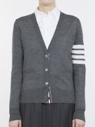 Thom Browne Women V-Neck Cardigan W/ 4 Bar