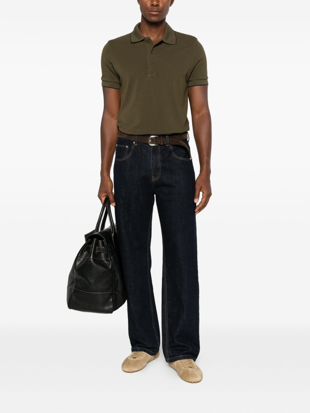 Tom Ford Men Piquet Cotton Polo Shirt