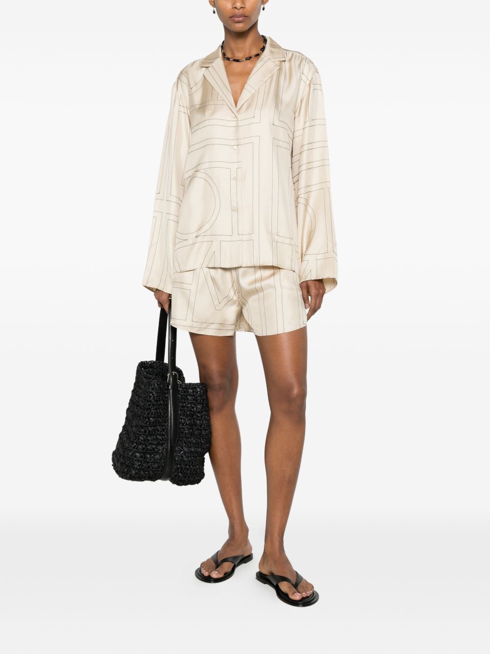 Toteme Women Monogram Silk Pajama Shorts