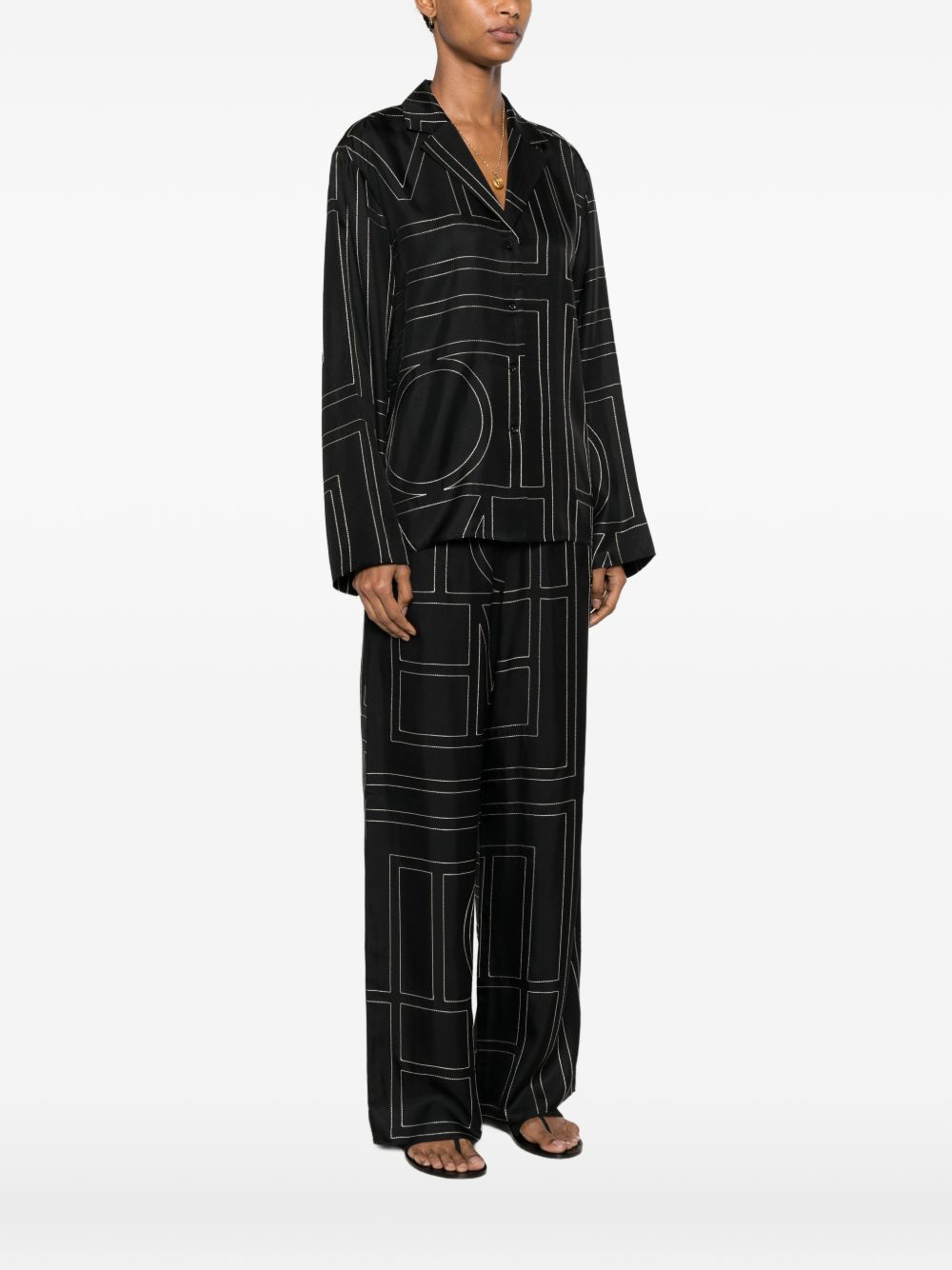 Toteme Women Monogram Silk Pajama Shirt
