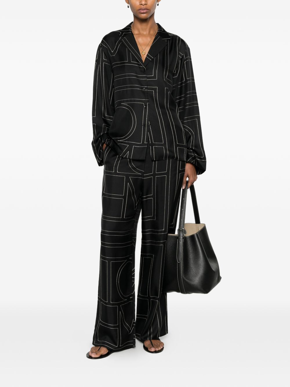 Toteme Women Monogram Silk Pajama Shirt
