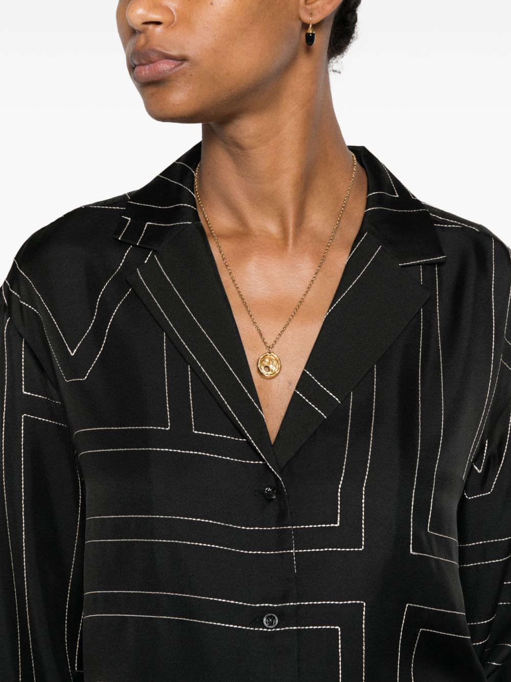 Toteme Women Monogram Silk Pajama Shirt
