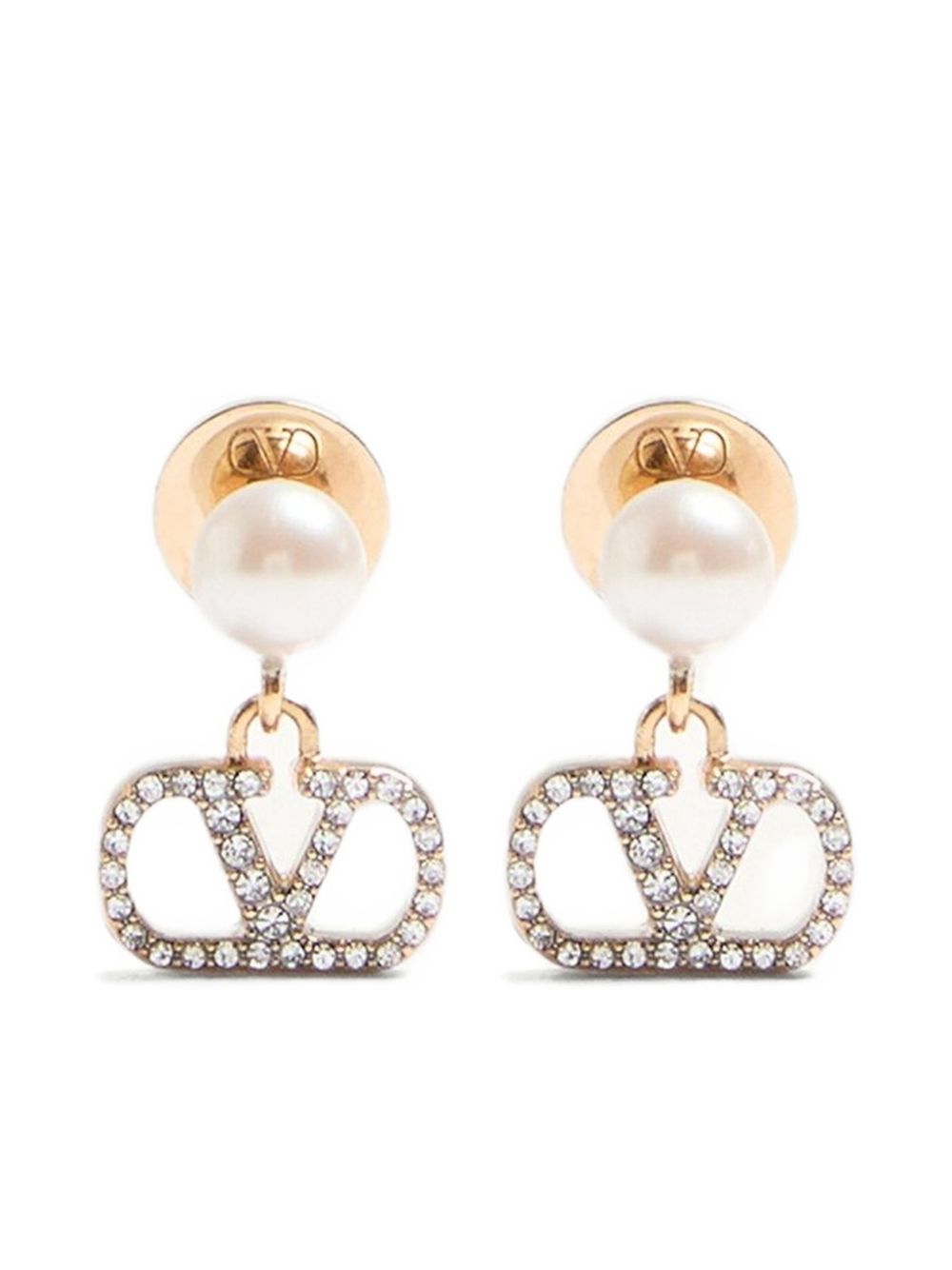 Valentino Garavani Women Vlogo Signature Strass Pearl Earrings