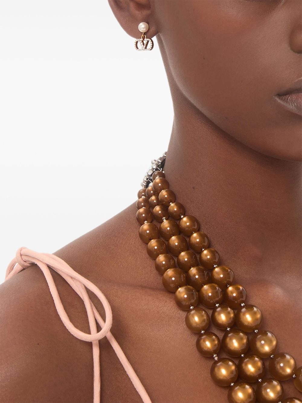 Valentino Garavani Women Vlogo Signature Strass Pearl Earrings