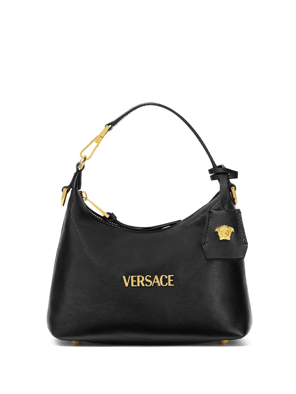 Versace Women Versace Tag Leather Hobo Bag