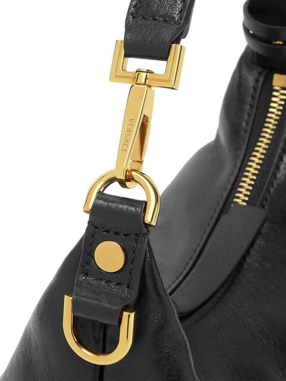 Versace Women Versace Tag Leather Hobo Bag