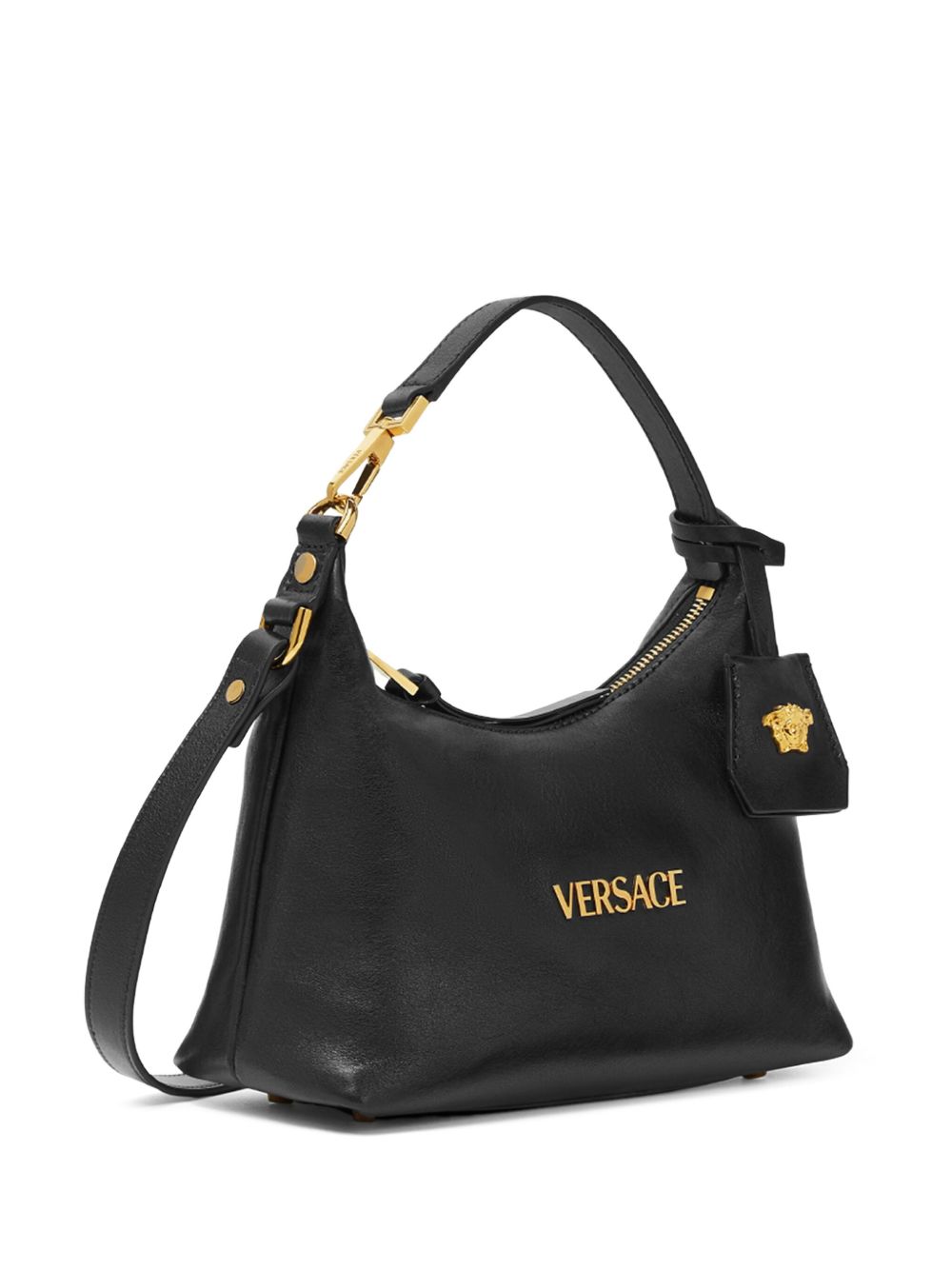Versace Women Versace Tag Leather Hobo Bag