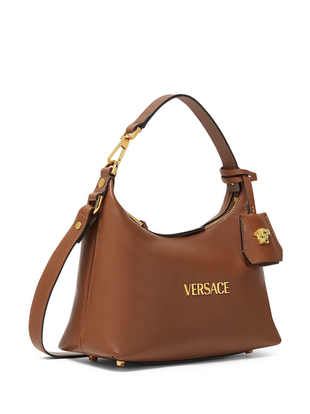 Versace Women Versace Tag Leather Hobo Bag