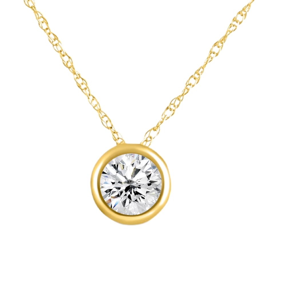 1/2Ct Diamond Bezel Pendant Solitaire Necklace 14k Yellow Gold Lab Grown