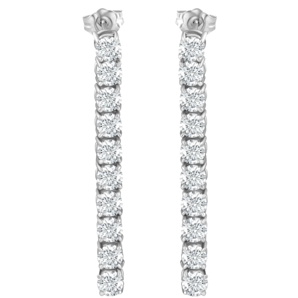 3 1/2Ct TW Real Diamond Dangle Earrings Women's Studs 14K White Gold 1 1/2" Tall