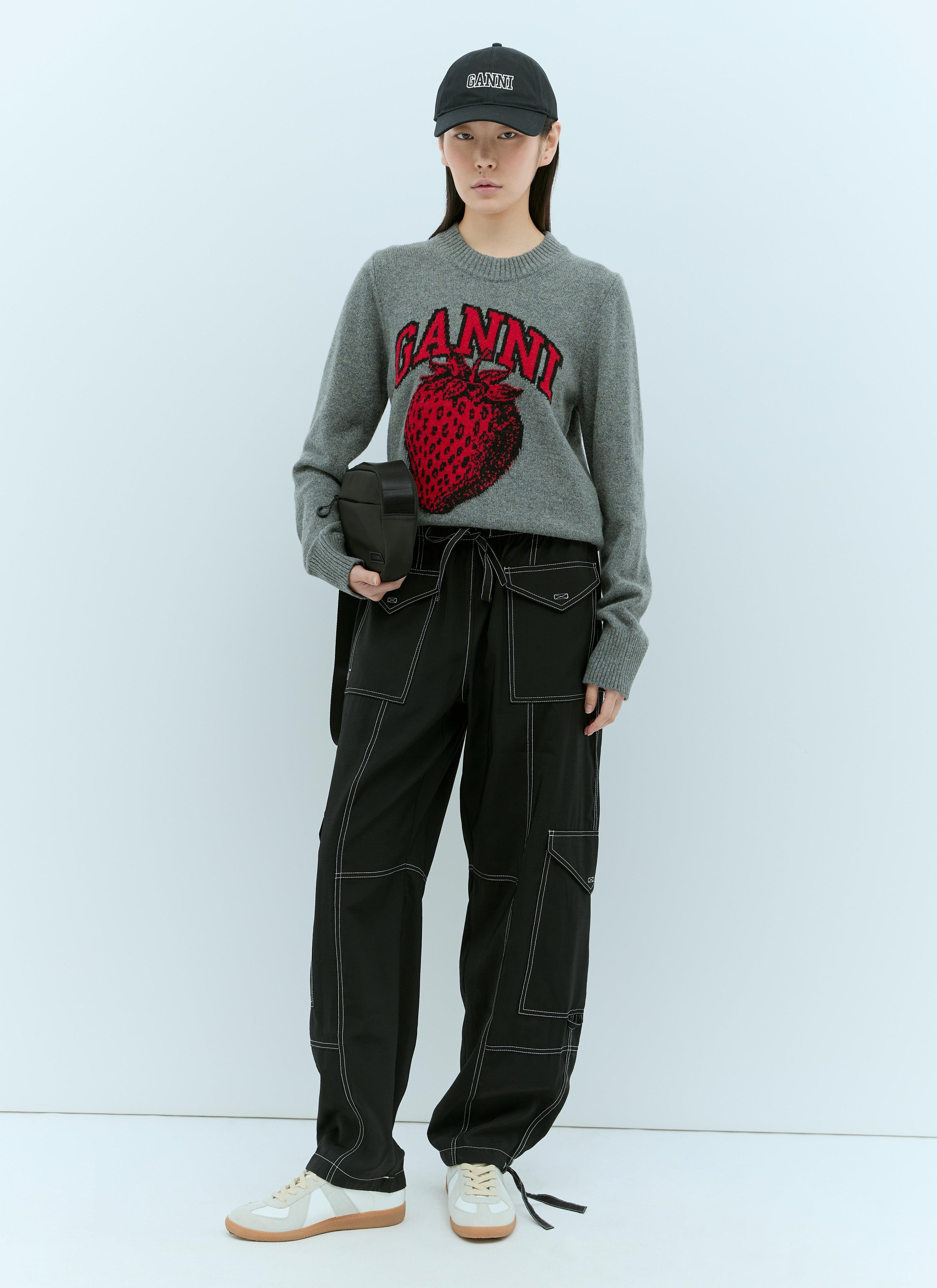 Ganni Women Graphic Strawberry O-Neck Sweater