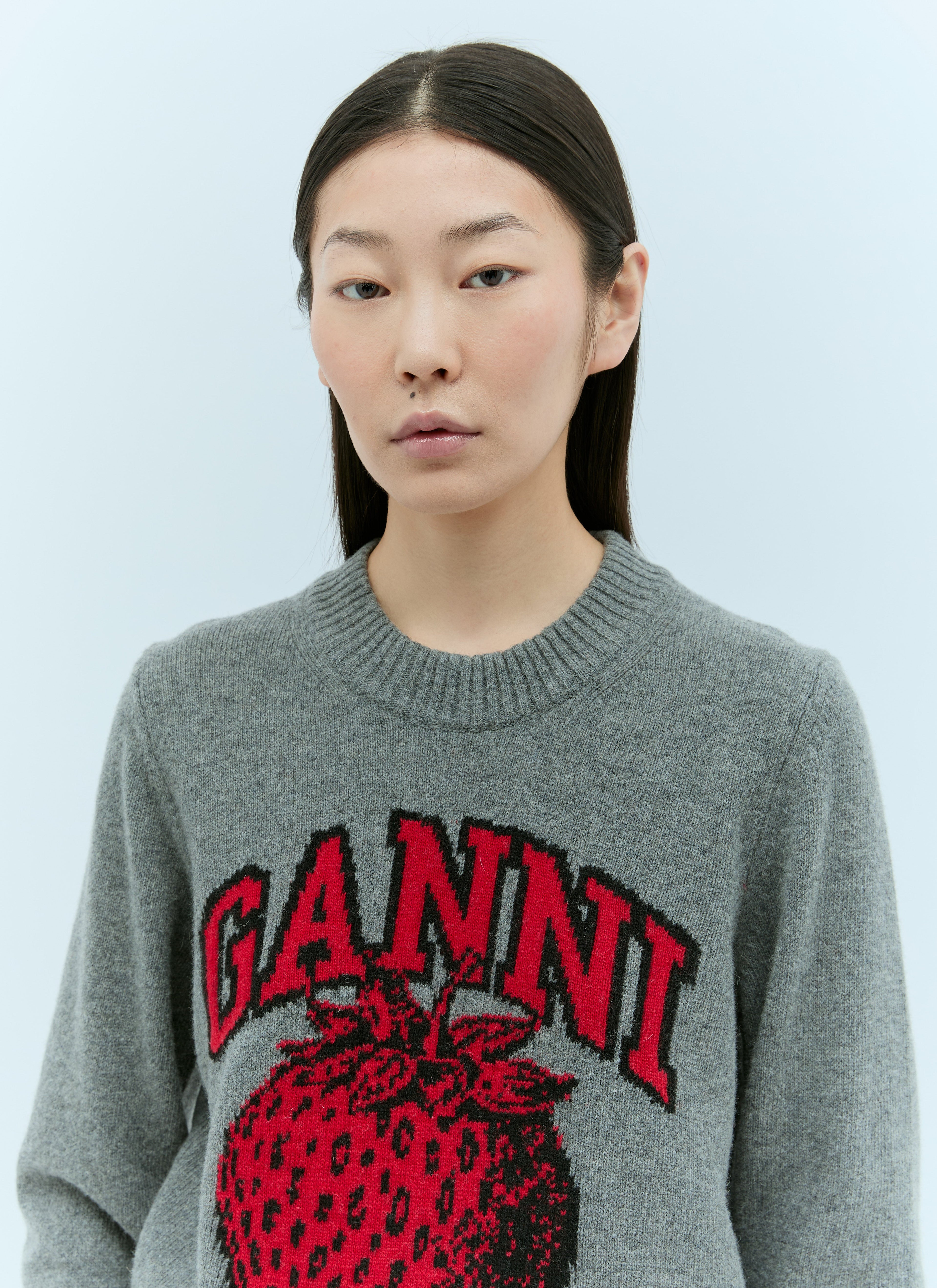 Ganni Women Graphic Strawberry O-Neck Sweater