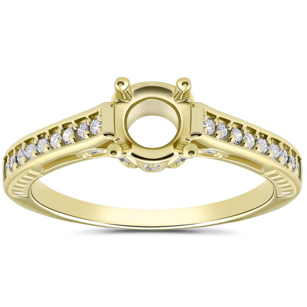 Vintage 1/5ct Semi Mount Engagement Ring Setting Gold Size Selectable