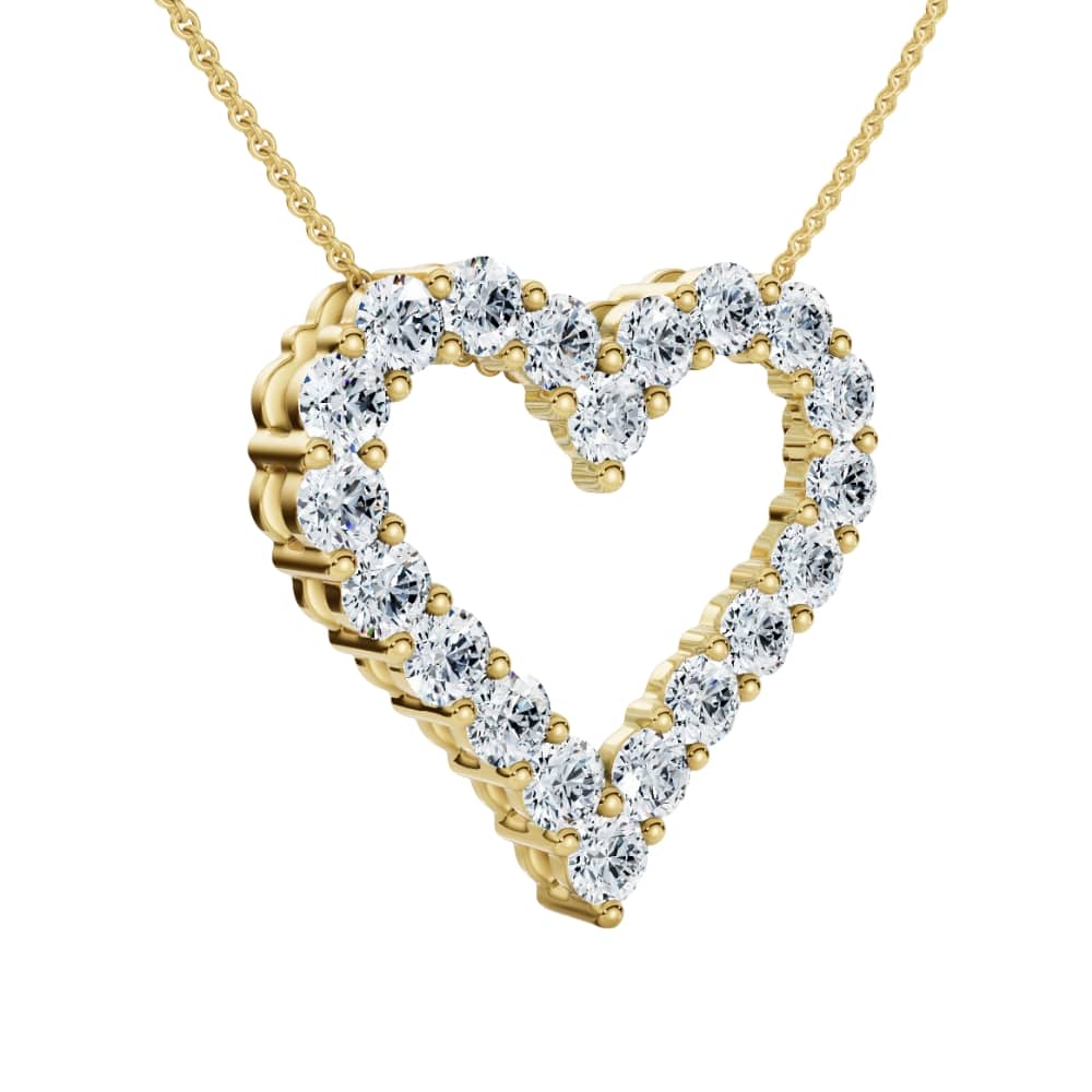 1Ct Diamond Heart Pendant 14k Gold Lab Grown 3/4" Tall Necklace