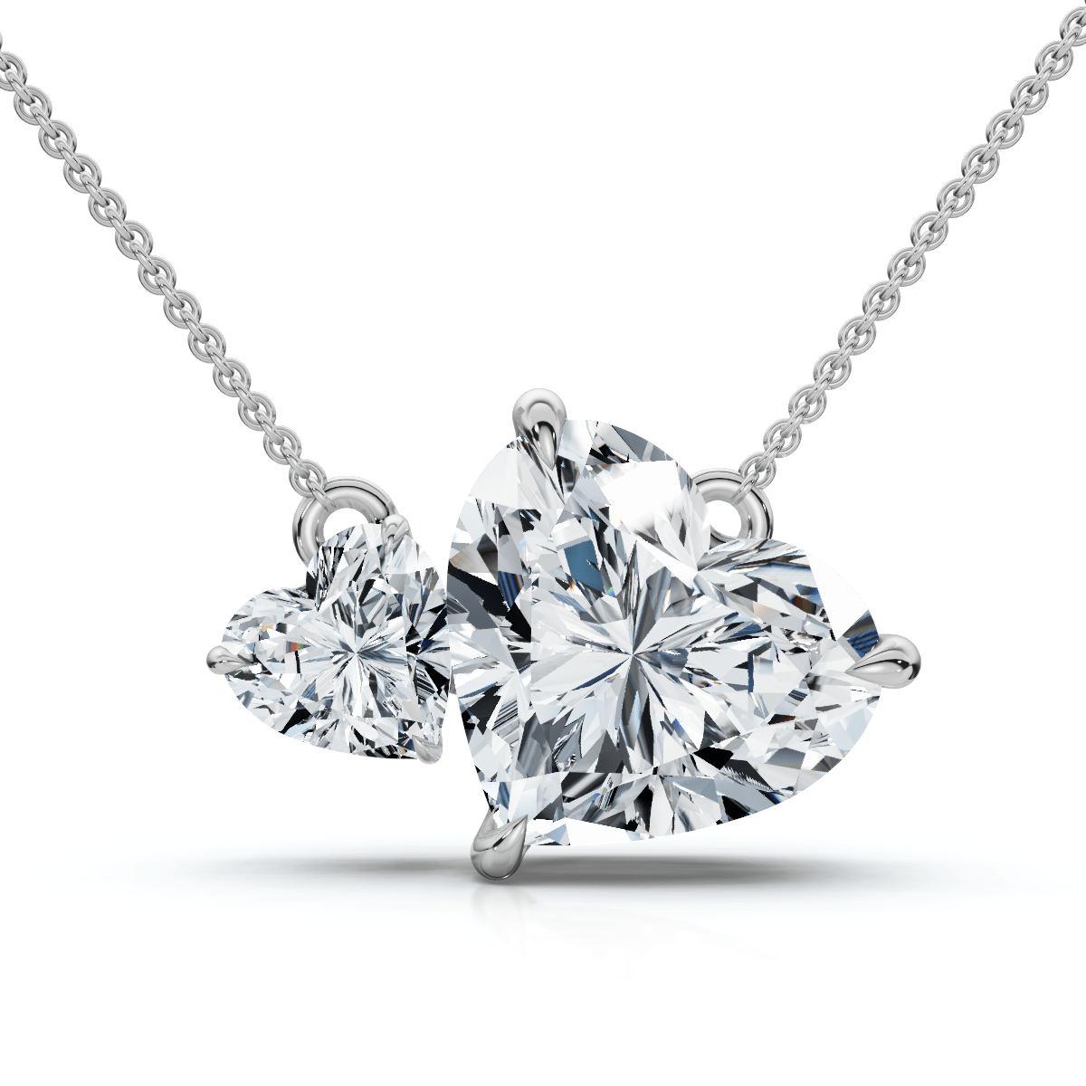 1/2Ct Heart Cut Toi Et Moi Forever Us Pendant 14k Gold Lab Grown