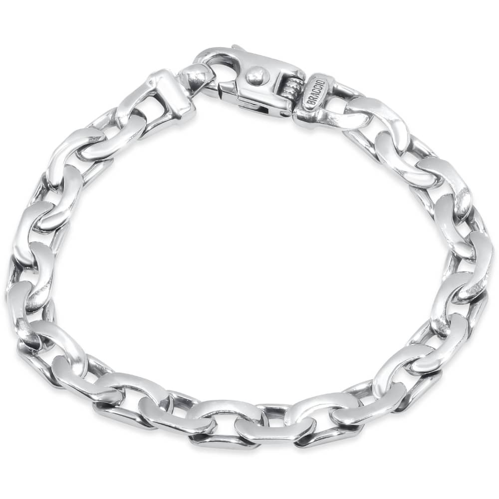 Braccio Men's 36 Gram Designed Link Solid Silver Bracelet 8.5" Size: 8.5