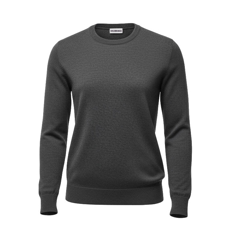 BALENCIAGA GREY CREWNECK SWEATER WITH BACK LOGO - SIZE XS