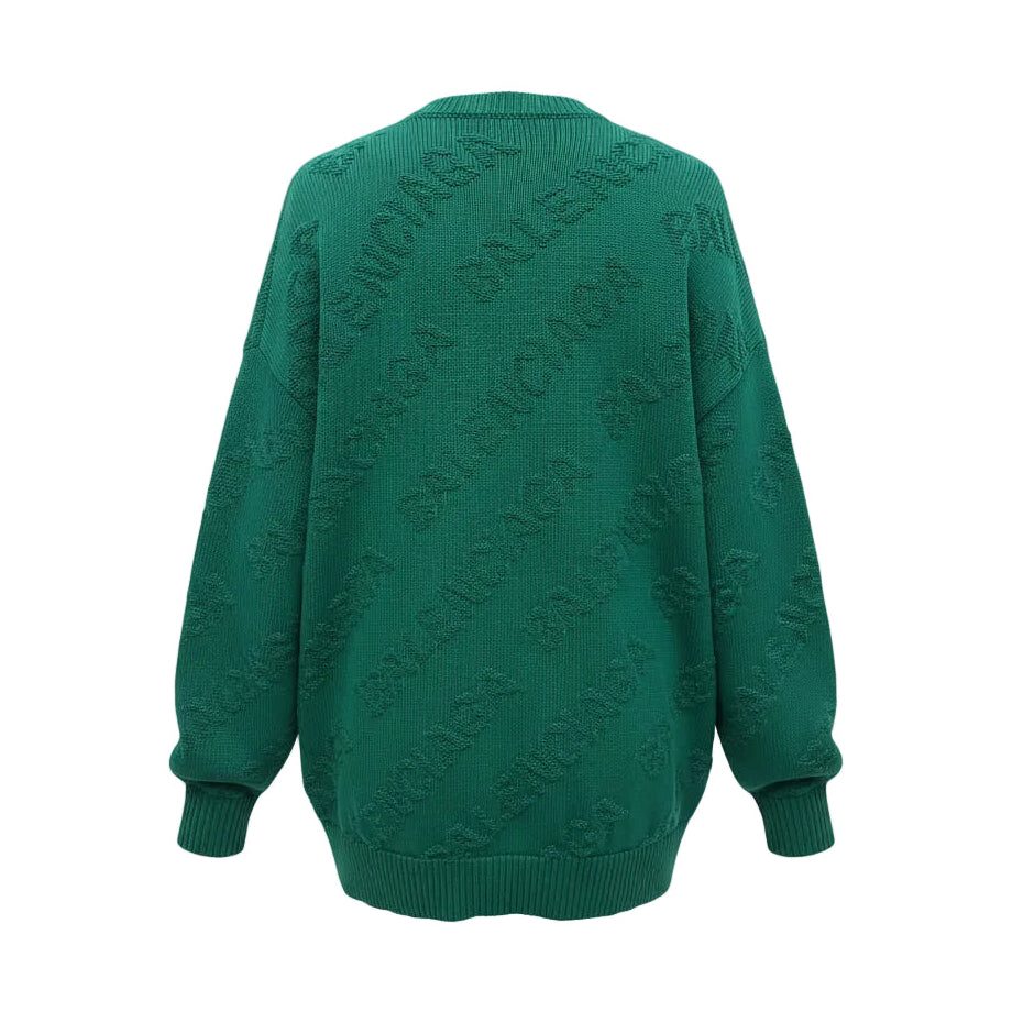 BALENCIAGA GREEN LOGO OVERSIZED SWEATER - SIZE XS UNISEX