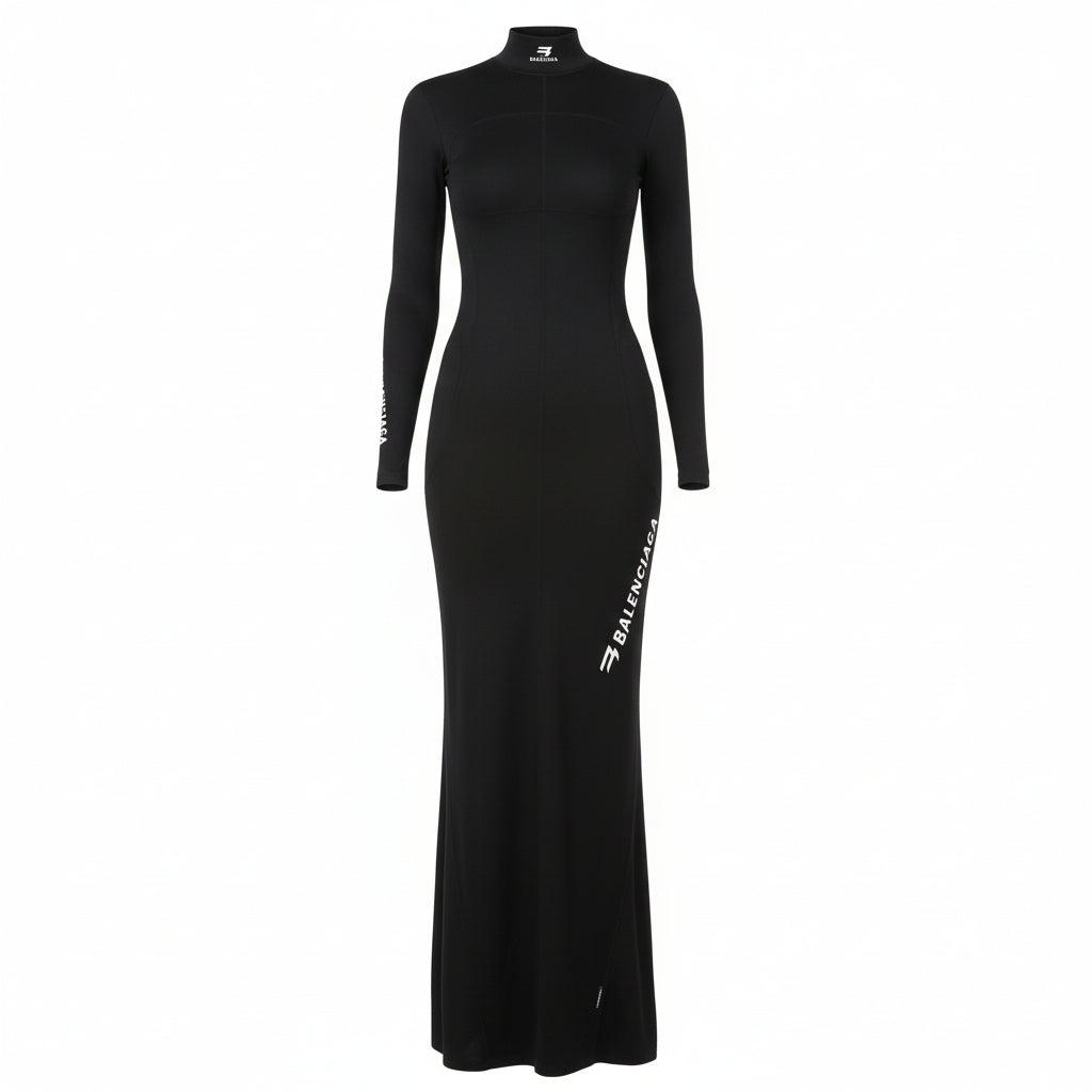 BALENCIAGA COLLECTABLE SPANDEX LOGO GOWN - SIZE 38