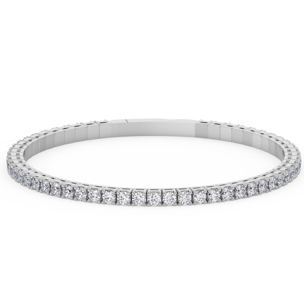 4Ct Diamond Flexible Oval Bangle Women's Bracelet 14k White Gold Lab Grown Size: Medium