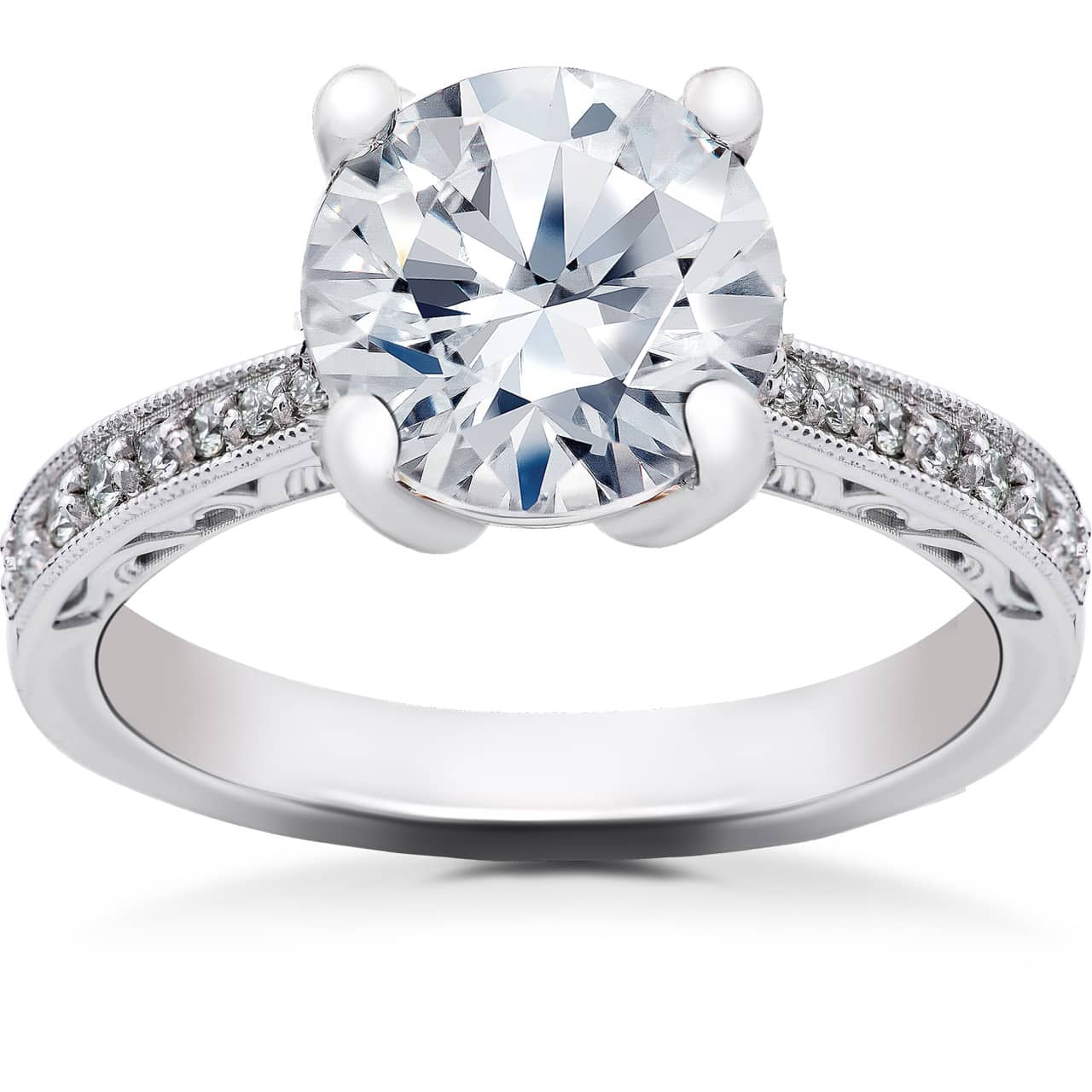 1 5/8 ct Lab Grown Eco Friendly Diamond Vintage Engagement Ring 14k White Gold Size: 5