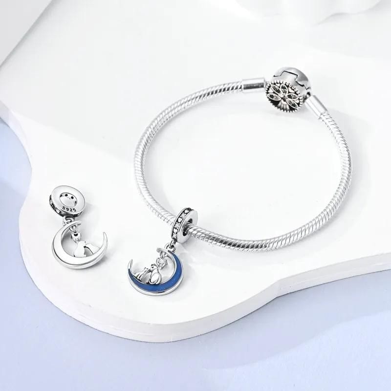 Glow in the Dark Luminous Moon Cat Dangle Charm