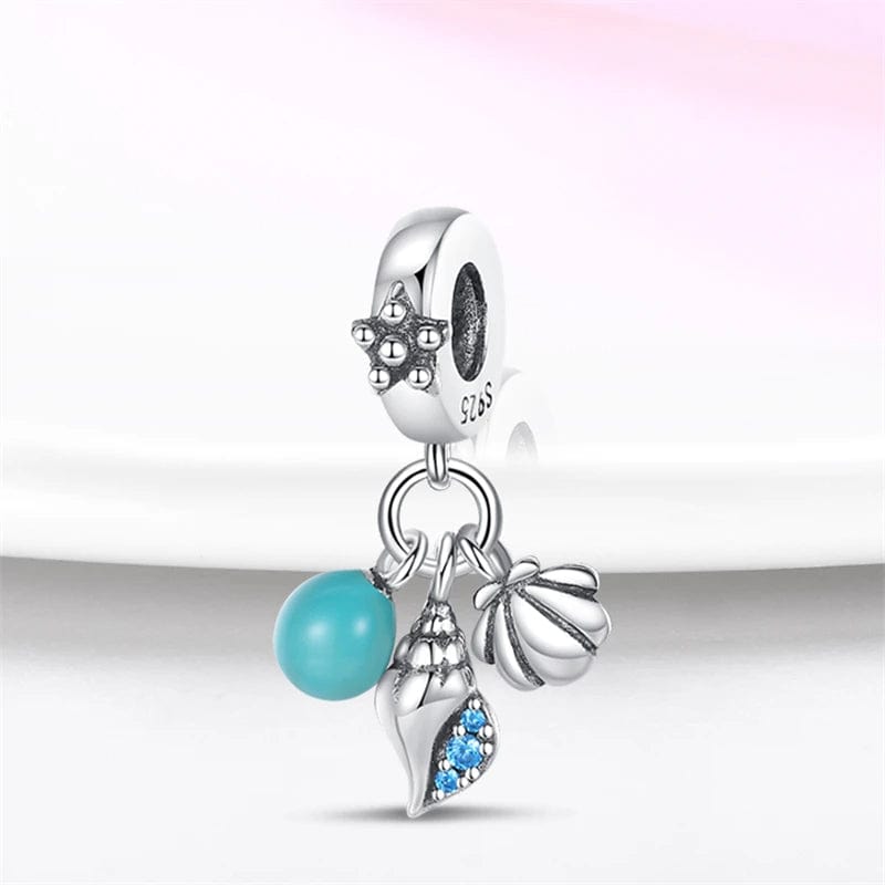 Glow in the Dark Orb Conch Shell and Clam Dangle Charm