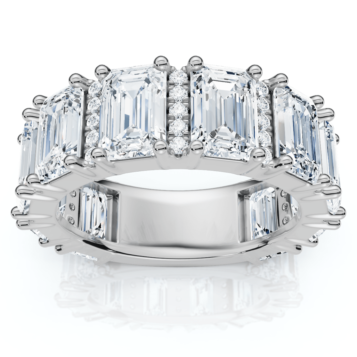 5 1/2Ct Naya Emerald Cut Diamond Wedding Band 14k Gold/Pt Stack Ring Lab Grown