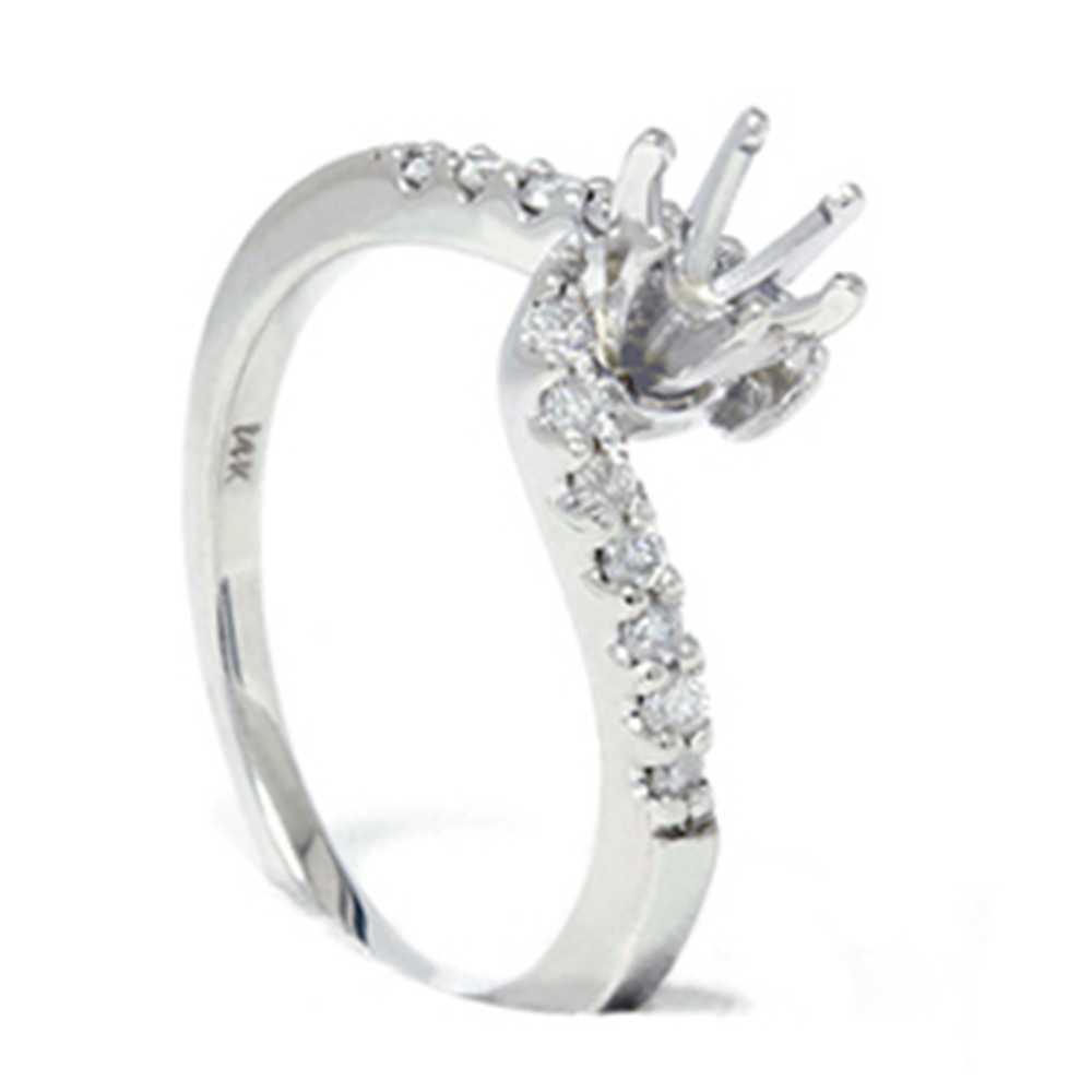 1/4ct Diamond Engagement Ring White Gold Setting 14K Size Selectable