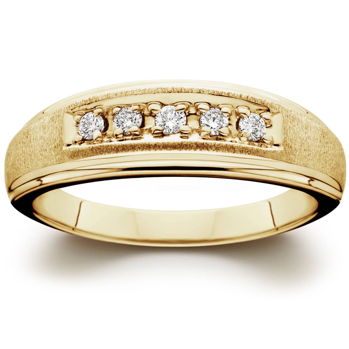 Mens 1/6ct Yellow Gold Diamond Wedding Ring Band Size Selectable