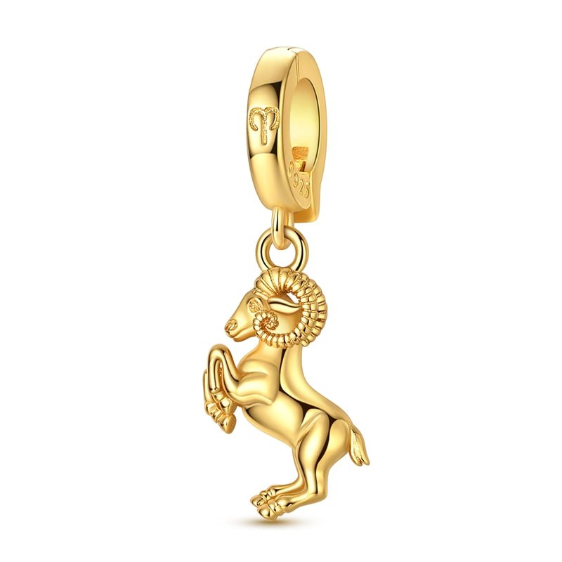 Golden Astrology Signs Zodiac Constellation Dangle Charms