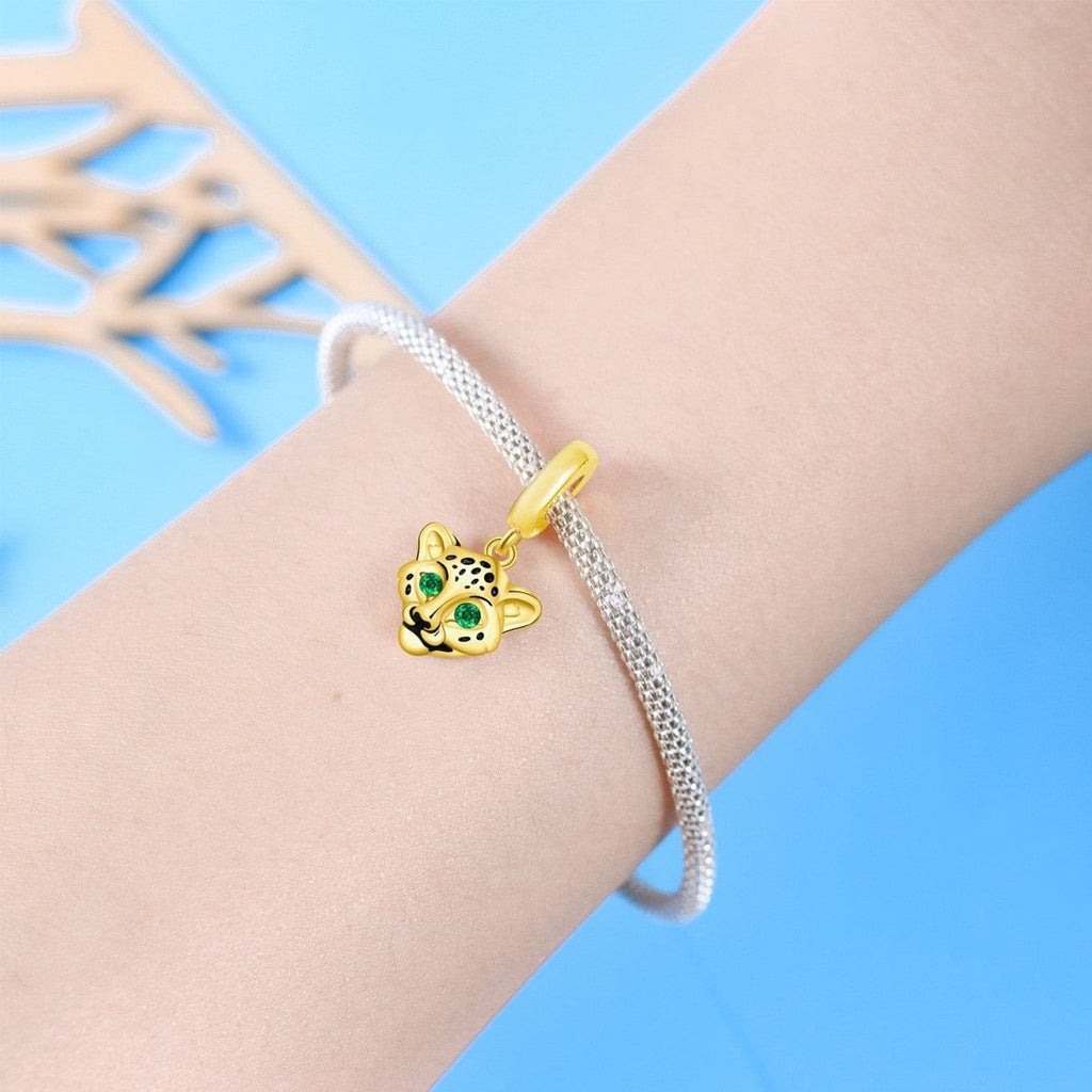 Golden Cheetah Dangle Charm