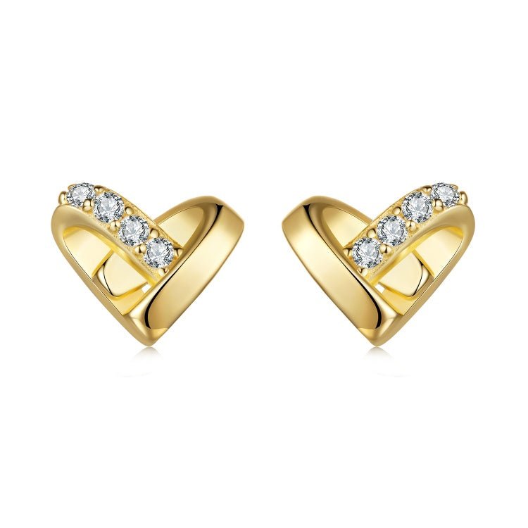 Golden Embrace Heart Stud Earrings